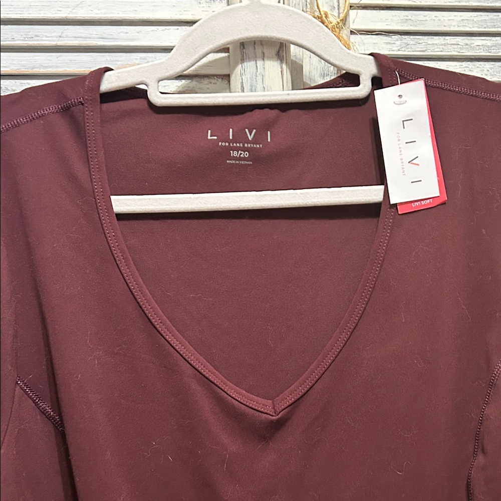 Lane Bryant Burgundy V-Neck Tunic